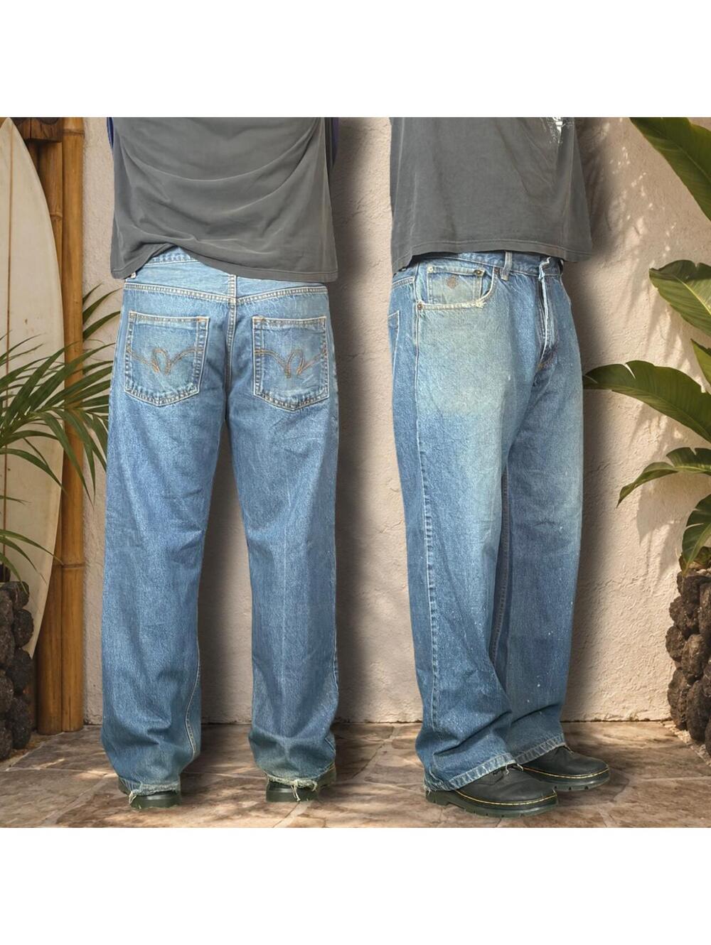 Y2K Rocawear Embroidered Baggy Skater Grunge HipHop Jeans 36x30